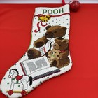 Needlepoint Christmas Stocking 17” Teddy Bears, Rocking Horse-Red/Green Backside