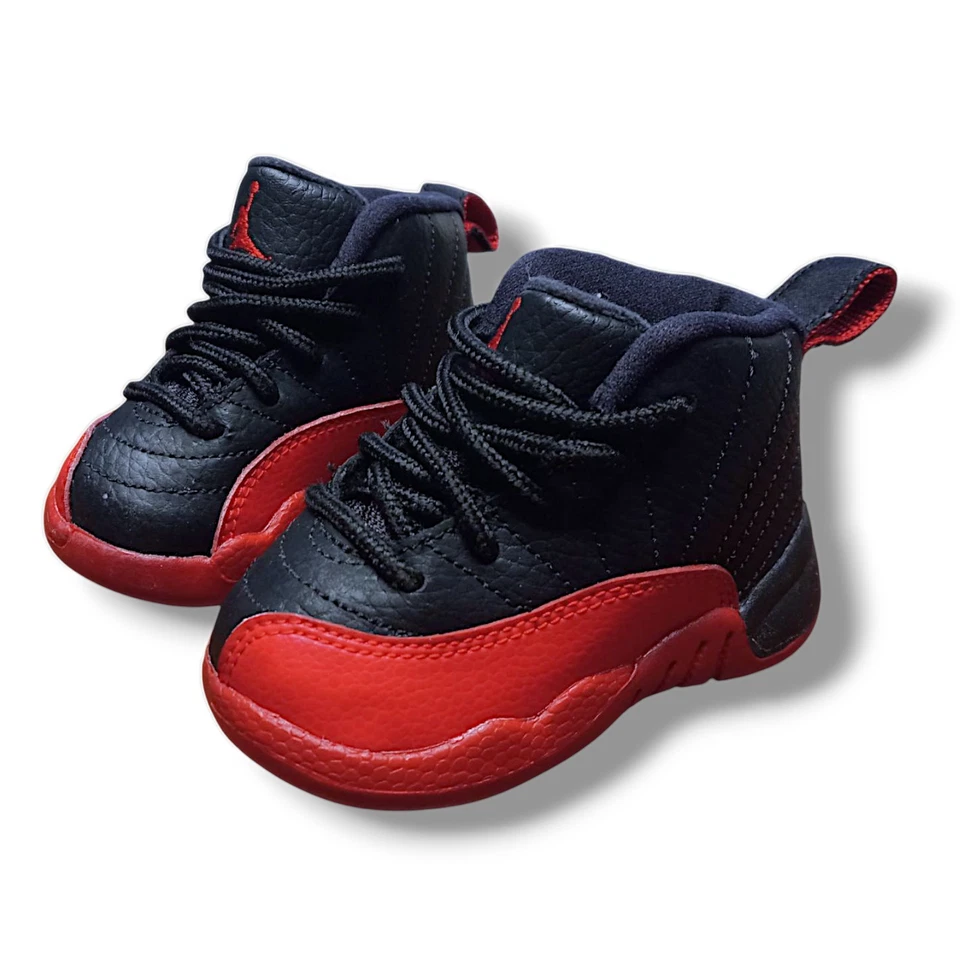 Nike Air Jordan 12 Retro TD Niño Pequeño Gripe Negro Rojo Zapatos Tenis 850000-002  Foto 2 de 4