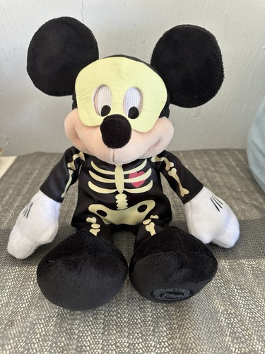 Mickey Mouse Skelett leuchtet im Dunkeln Halloween Disney Store Plüschpuppe 13 Zoll