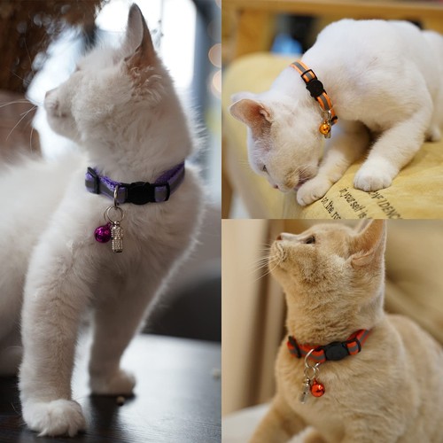 12 Pack Reflective-Breakaway Cat Collars with BellSafety Buckle Kitten Collar - Picture 3 of 8