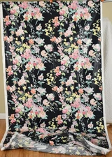 5 Yards of Cyrus Clark Co. Inc. "May" Vintage Floral Fabric, Black Background!