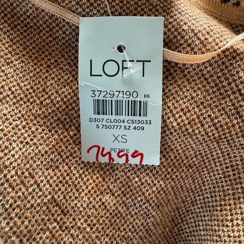Loft Petites XSP beige houndstooth long sleeve open cardigan sweater jacket - Picture 8 of 8