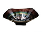 IL QUADRIFOGLIO Italian Handmade Art Glass Bowl Iridescent Swirl w Gold Base