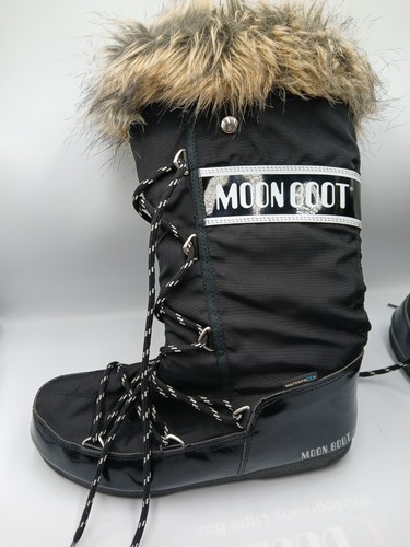 Botas de nieve Moon Boot talla 6,5 Tecnica Monaco ribete de piel sintética negras para mujer - Imagen 5 de 14