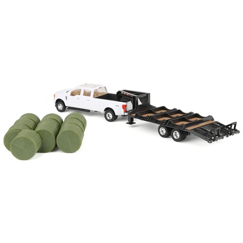 1/32 Ford F-350 Dually Pickup Truck w/ Trailer & Bales Ertl Tomy LP68114 46631 - Picture 4 of 9
