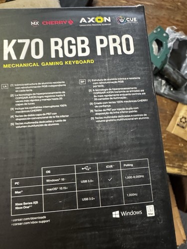 Interruptor lineal de velocidad CORSAIR - K70 RGB PRO tamaño completo con cable mecánico Cherry MX... - Imagen 10 de 11