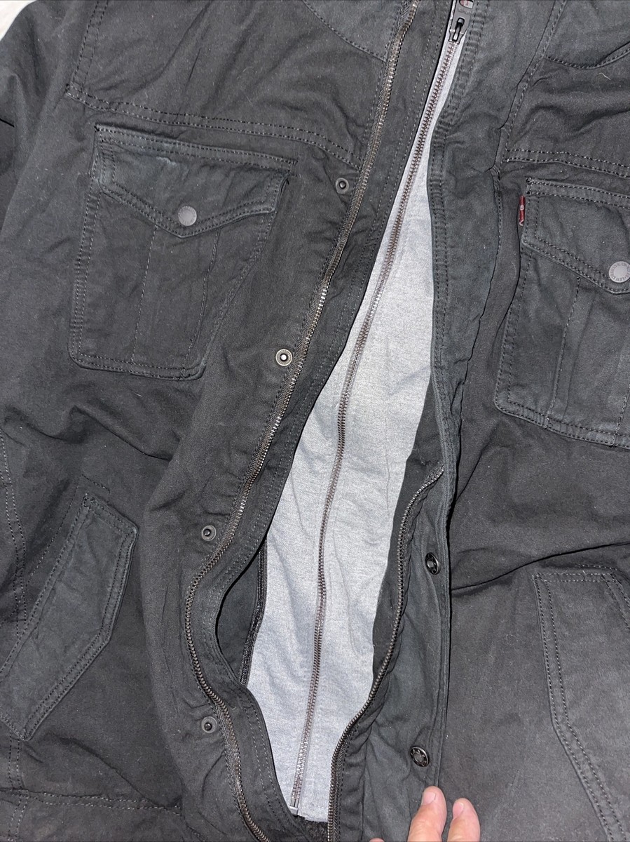 Levi's Denim Jacket with Hoodie attached mens sz 2XL black Levi's Denim Jacket with Hoodie attached mens sz 2XL black