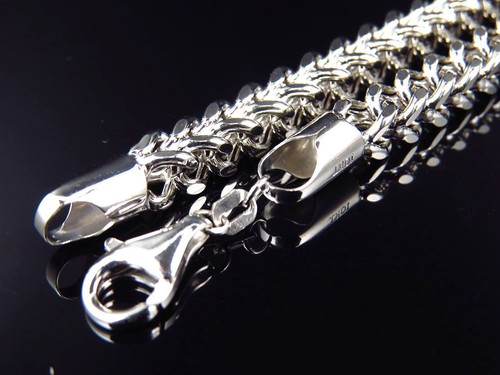 Herren Damen Echt Weißgold 14K Hohl Franco Box Gliederkette Halskette 3MM... - Bild 4 von 8