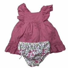 Girls Mayoral Pink Embroidered Ruffle Dress  Bloomer Shorts Set 6 Months