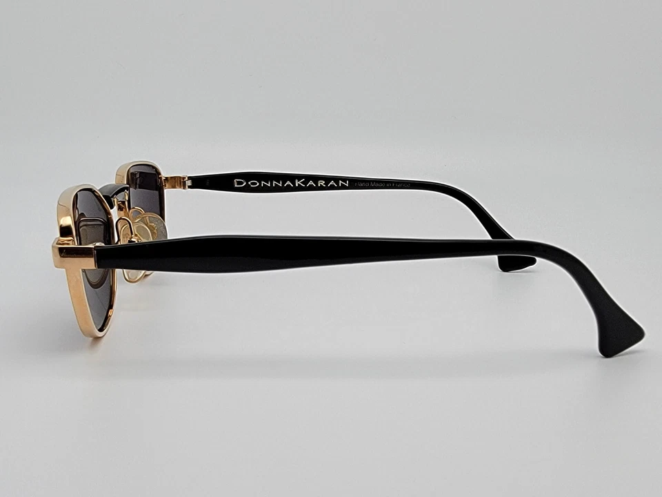 Donna Karan D025 Col 1018 Gold Black Frame Black Lens Sunglasses France 51mm - Image 4 of 4