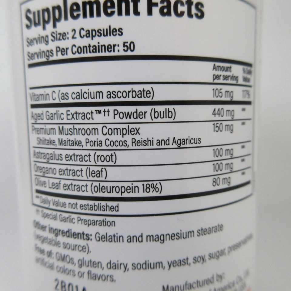 Fórmula de apoyo inmunológico Kyolic 103 extracto de ajo envejecido EDAD 100 cápsulas Foto 3 de 4