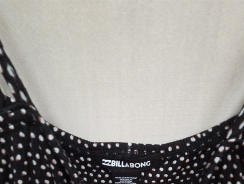 New Billabong Women M Try Me Strappy Wide Leg Crinkle Jumpsuit Black Polka Dot - Picture 5 of 5