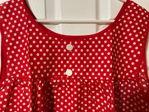 Vintage 1950's Red Polka Dot Sleeveless Dress with Decorative Buttons - Picture 2 of 4