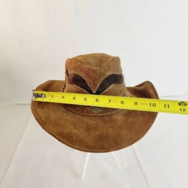 1970s Retro Cowboy Hat Western Vintage Genuine Leather Handcrafted Bullhide Sz L - Image 4 of 4