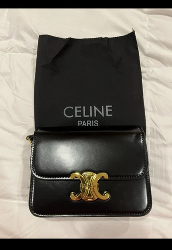 CELINE Triomphe Shoulder Bag Tan Leather