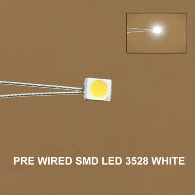 EVEMODEL 20pcs Micro Fil Litz Pré-Soudé avec LED Smd Led Blanche Brillante 35283528
