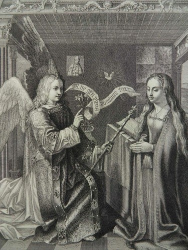 ANUNCIO TRIPTICHÓN GRABADO EN COBRE JEAN DE LA TOUR D'AUVERGNE JEANNE BOURBON - Imagen 3 de 3