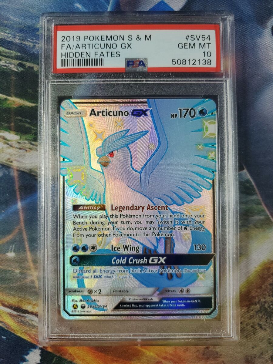 Psa 10 Gem Mint Shiny Articuno GX Hidden Fates SV54 Pok