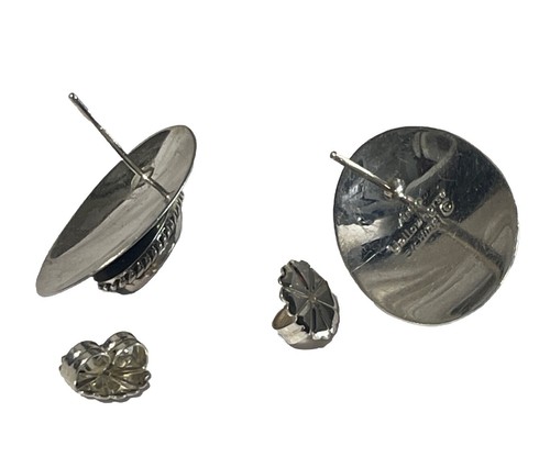 Native American Navajo ARTIE YELLOWHORSE 925 Sterling Silver EARRINGS Black Onyx - Picture 3 of 6