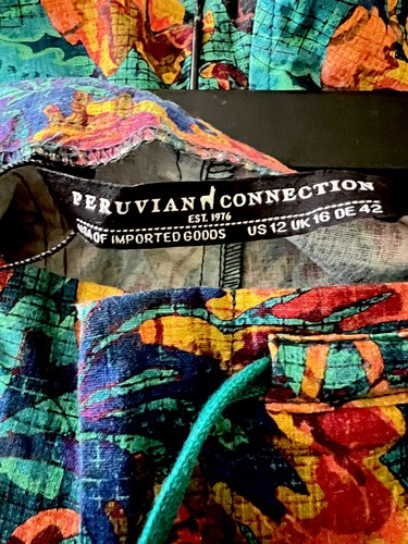 Peruvian Connection Talia Wide Leg Pant NWT Multi sz 12 Runs Large Gorgeous - Picture 3 of 6