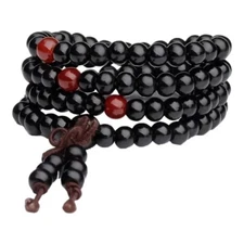 1 Piece Multi-layer Wooden Beaded Jewelry Bracelet Gift Islamic Ramadan Black