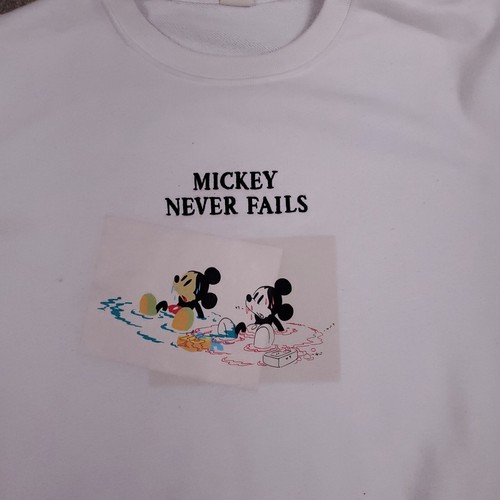 Uniqlo Disney Sweatshirt White Medium Mickey Never Fails Long Sleeve Pullover - Picture 2 of 11
