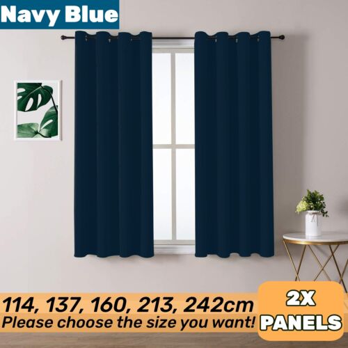2pcs Blockout Curtains 100% Blackout Window Curtain Draperies Eyelet for Bedroom - Picture 13 of 20