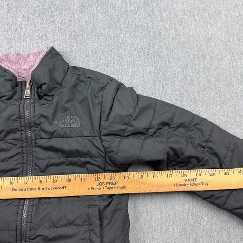 The North Face Jacket Girls XS 6 Purple Black Reversible Quilted Full Zip Coat - Picture 7 of 16