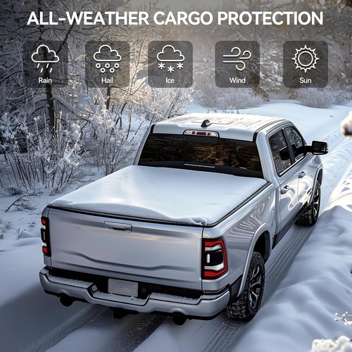 4.5/4.6FT Hard Solid 3-Fold Tonneau Cover For 2022-2025 Ford Maverick Truck Bed - Picture 7 of 9