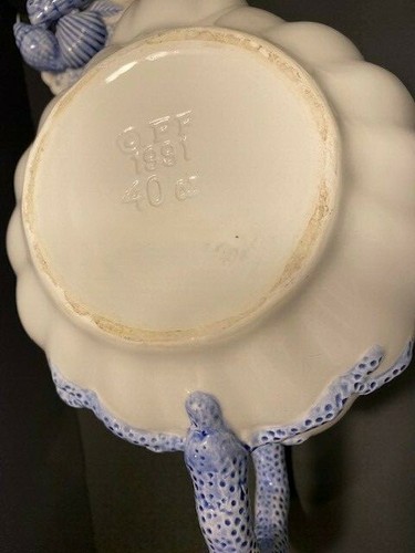 1991 Vintage Fitz & Floyd Seashell&Coral Blue/White Ceramic-4 piece set- Beach - Picture 11 of 12