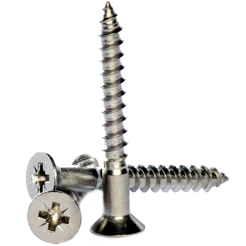 BOLT BASE No.6 ( 3.5mm ) A2 Stainless Steel Pozi Countersunk Wood Screws DIN 7997
