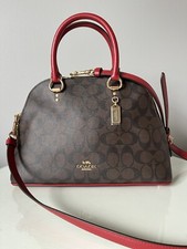 Coach 2558 Katy Satchel Signature Canvas & Leather Bag - Brown/Red