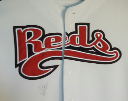 Cincinnati Reds Button Front Baseball Jersey Men's L Autographed by Jay Bruce - Picture 3 of 10