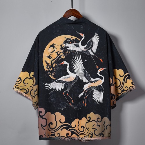 Men Women Kimono Coat Jacket Cardigan Haori Japanese Retro Yukata Top Retro Chic - Picture 2 of 6