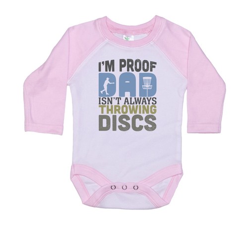 DISCS, Daddy Isn't Always Throwing Discs Blue, INFANT ROMPER , BODYSUIT, RAGLAN - Picture 4 of 20