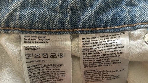 H&M &denim High Rise Deconstructed Bermuda Straight Shorts Loose Fit Size 12 NWT - Picture 8 of 8
