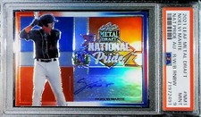 2021 LEAF METAL DRAFT NOELVI MARTE AUTO #/10 NATIONAL PRIDE PSA 9 REDS FREE SHIP