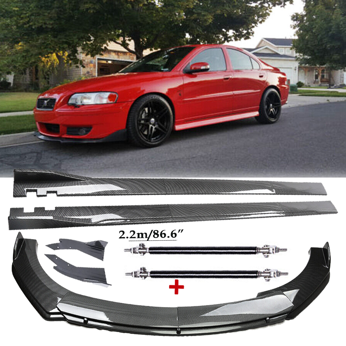 Carbon Fiber Front Bumper Lip Spoiler 86.6