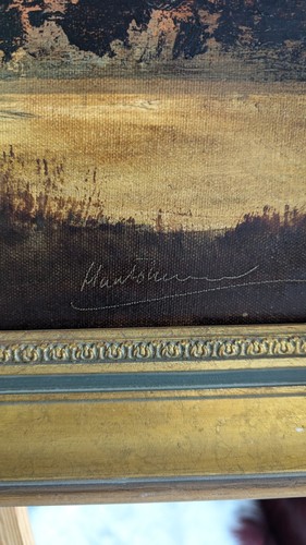 Charming Oil On Canvas Painting Of A Rusty Sunset Landscape - Picture 4 of 10