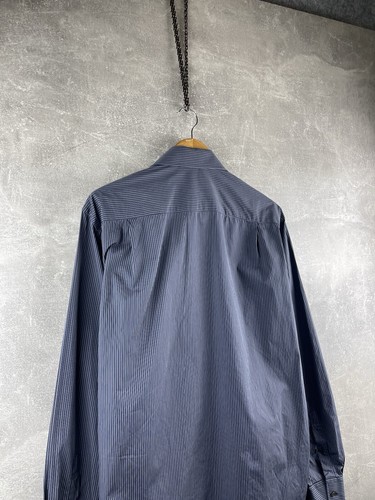CANALI Luxury Blue Dress Striped Shirt 100% Cotton Made in Italy Size 41 - Picture 5 of 8