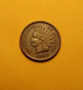 034-HIGH-GRADE-034-1907-INDIAN-HEAD-CENT-PENNY-4-DIAMONDS-ON-RIBBON-FULL-LIBERTY
