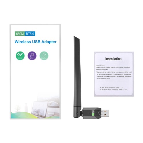Dual Band 600Mbps USB WiFi Wireless Dongle + Bluetooth Adapter 2.4GHz 5GHz - Picture 10 of 10