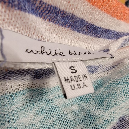 Kleine Strickjacke weiß Birke offen vorne Damen leicht Streifen Strick T56 - Bild 6 von 6
