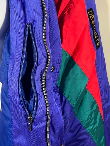 vtg Descente purple / blue color block insulated ski jacket stowaway hood Mens L - Picture 6 of 21