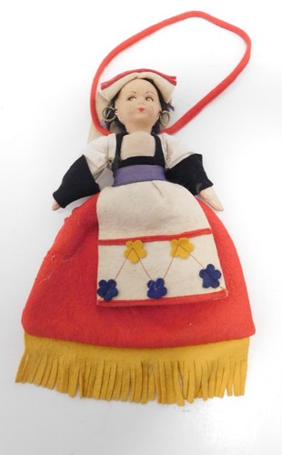 Vintage 50er Jahre Europäische Filz Puppe Handtasche Souvenirs