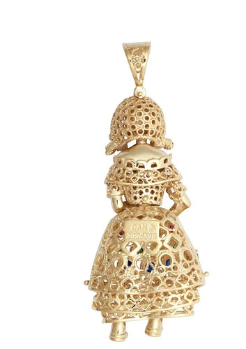 9 kt Gelbgold Anhänger viktorianische Puppe Elizabeth groß in 24 g beweglich Stoffpuppe - Bild 9 von 14