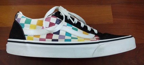 VANS Women WARD Low-Top Skater Sneaker Rainbow Party Check Lace-Up Shoes 9.5M/7M - Picture 4 of 11