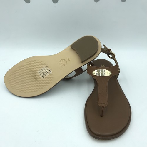 Michael Kors Women's MK Plate Thong Leather Sandal - Picture 33 of 47