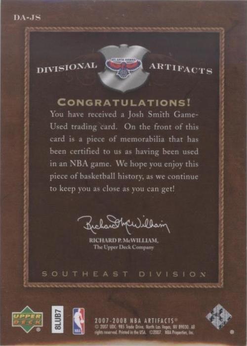 2007-08 Upper Deck Artifacts - Josh Smith #DA-JS