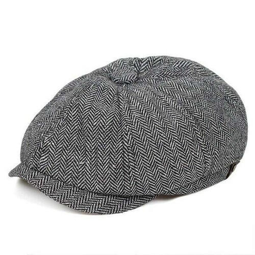 Gatsby Hat Peaky Blinders Mens Boys Newsboy Flat Cap Herringbone Tweed Baker - Picture 12 of 12